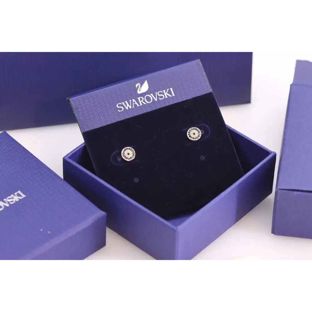 Swarovski rose gold round devil eye earrings